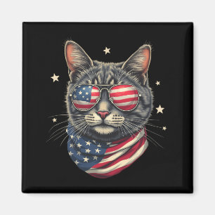 4th of July Meowica American Flag Cat Magnet