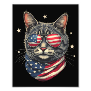4th of July Meowica American Flag Cat Photo Print
