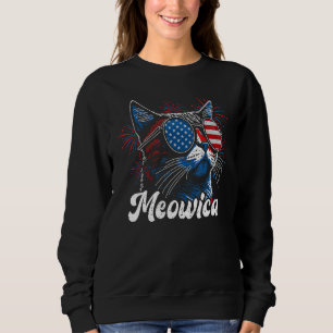 4th of July Meowica Kitty Ca Sunglasses American F Sweatshirt