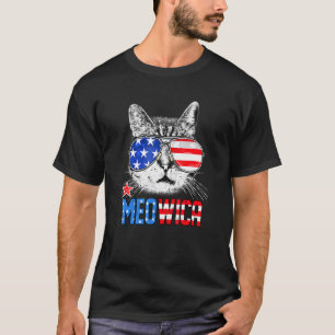 4th Of July Meowica Kitty Cat Sunglasses American  T-Shirt