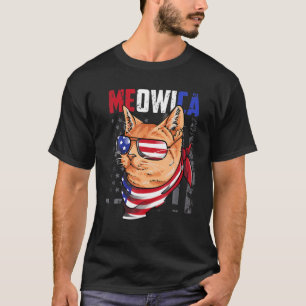 4Th Of July Meowica Patriotic Cat USA American Fla T-Shirt