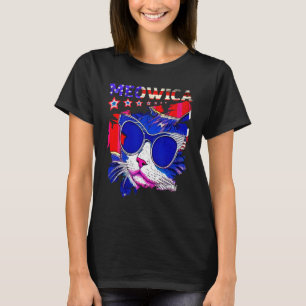 4th Of July Meowica Retro Cat American Flag USA Pa T-Shirt
