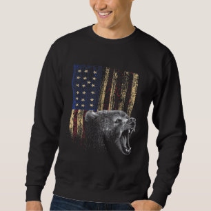4th Of July Merica American Flag Patriotic Grizzly Sweatshirt
