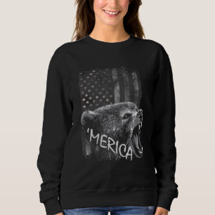 4th Of July Merica American Flag Patriotic Grizzly Sweatshirt