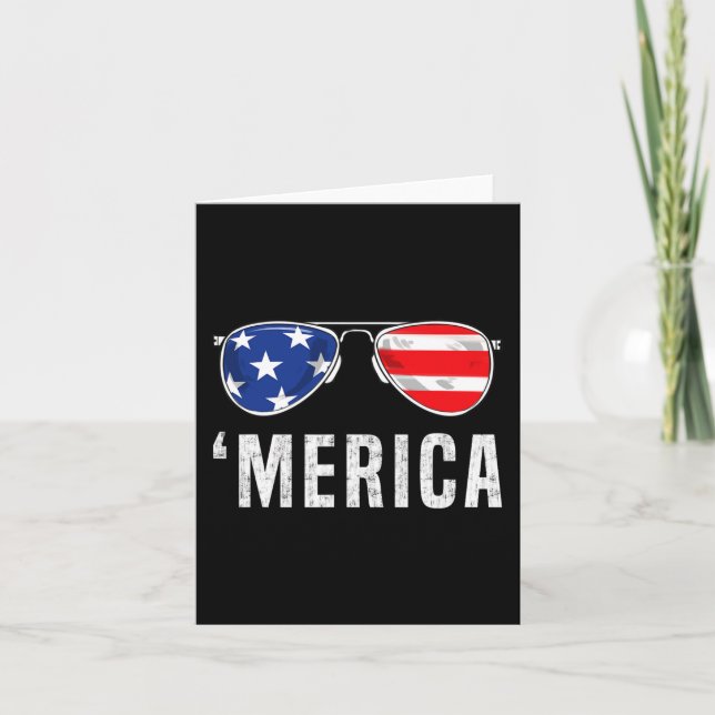 4th Of July Merica American Flag Sunglasses Boys G Card (Front)
