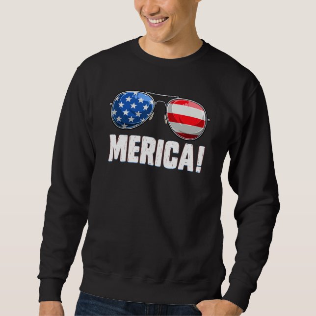 4th Of July Merica American Flag Sunglasses Boys G Sweatshirt (Front)