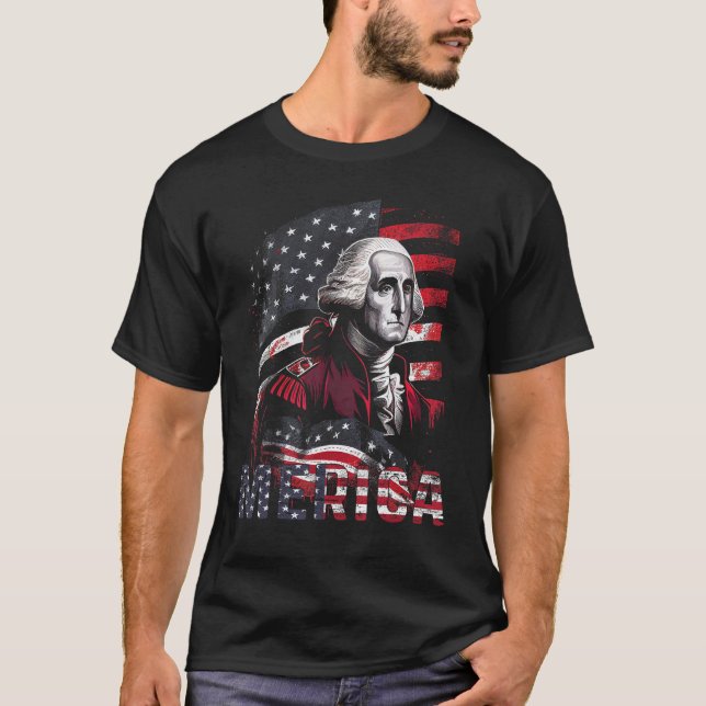 4th Of July Merica George Washington Men Women Ame T-Shirt (Front)