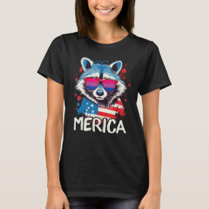 4th Of July Merica Raccoon Bisexual Sunglasses Fla T-Shirt