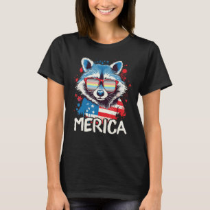 4th Of July Merica  Raccoon Demiflux Sunglasses Fl T-Shirt
