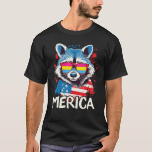 4th Of July Merica  Raccoon Pansexual Sunglasses F T-Shirt