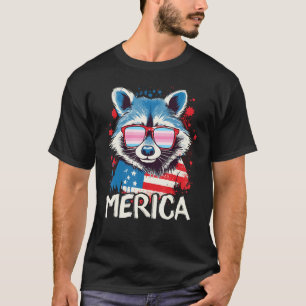 4th Of July Merica  Raccoon Transfeminine Sunglass T-Shirt
