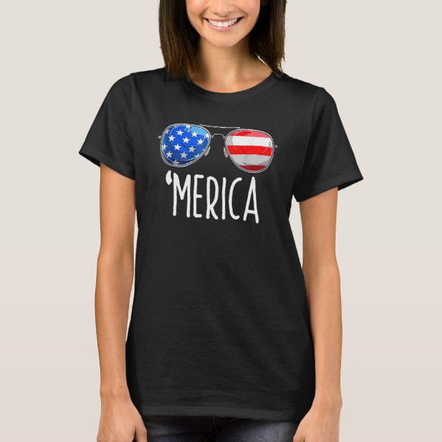 4th Of July MERICA Sungles All America USA Flag T-Shirt (Front)