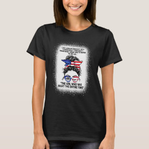 4th Of July Messy Bun Glasses Usa Flag Conspiracy  T-Shirt