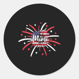 4th Of July Mimi Sunflower American Flag Fireworks Classic Round Sticker