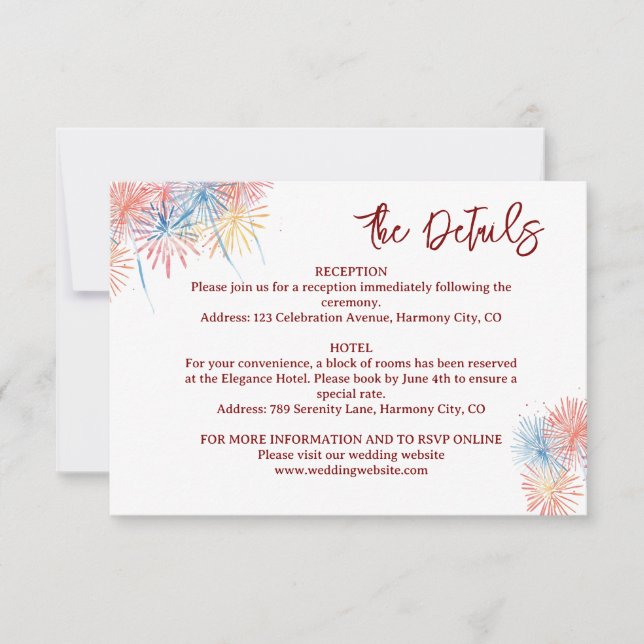4th of July  minimalist Details Enclosure Card (Front)