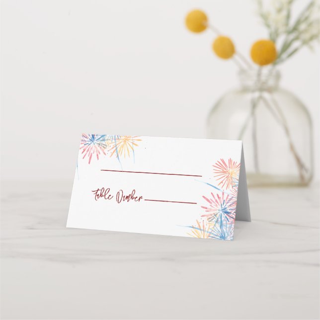 4th of July  Minimalist Wedding Place Cards (Front)