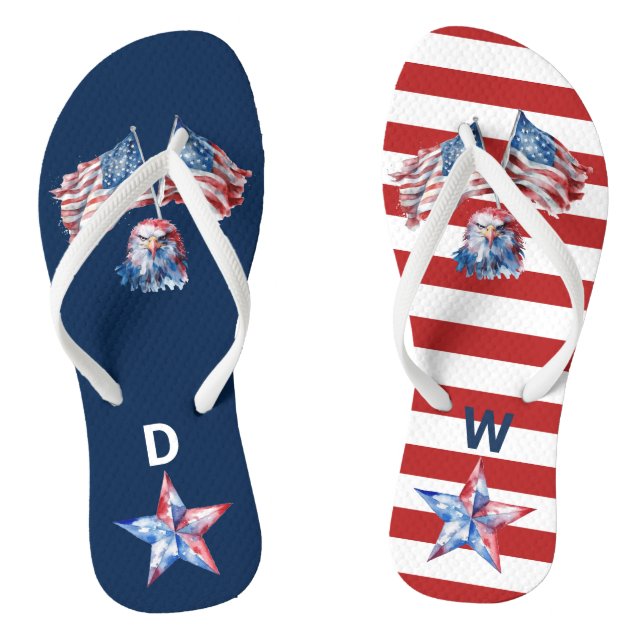 4th of July Monogram Eagle Thongs (Footbed)