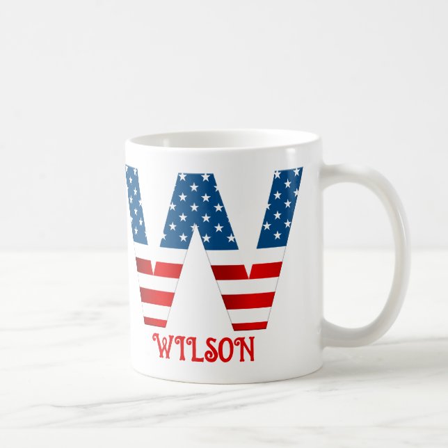 4th Of July Monogram Personalised Coffee Mug (Right)