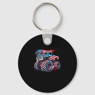 4th of july monster truck american flag usa boys key ring