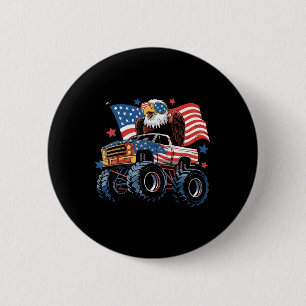 4th Of July Monster Truck Bald Eagle American Flag 6 Cm Round Badge