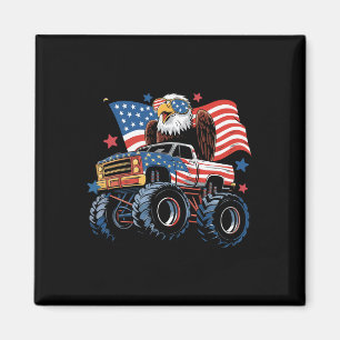 4th Of July Monster Truck Bald Eagle American Flag Magnet