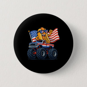 4th Of July Monster Truck Hot Dog American Flag Me 6 Cm Round Badge