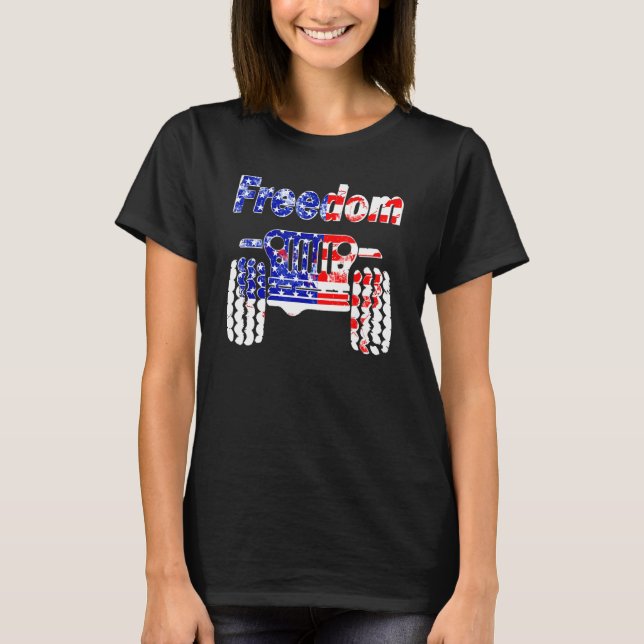 4th Of July Mud Ride UTV SXS Offroad Freedom Racer T-Shirt (Front)