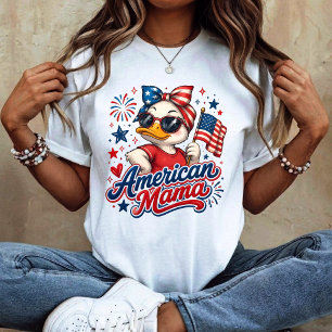 4th of July Mum American Mama, Mama Goose  T-Shirt