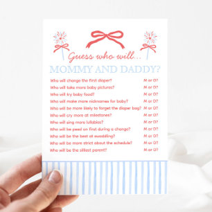 4th of July Mummy or Daddy Baby Shower Game Advice Card