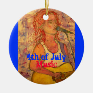 4th of July Music Ceramic Ornament
