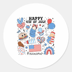 4th Of July Nicu Nurse Neonatal Intensive Care Uni Classic Round Sticker