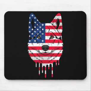 4th Of July Norwegian Elkhound Dog Aaamerican Flag Mouse Pad
