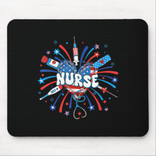 4th Of July Nurse American Flag Fourth Of July Nur Mouse Pad