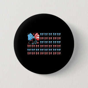 4th Of July Nurse Coquette Bow Stethoscope Usa Ame 6 Cm Round Badge