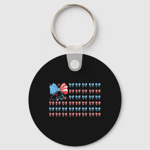 4th Of July Nurse Coquette Bow Stethoscope Usa Ame Key Ring