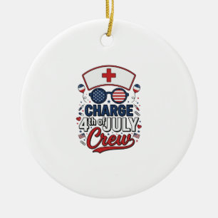 4th of July Nurse Crew Patriotic Medical Shirt Des Ceramic Ornament