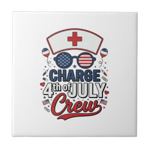 4th of July Nurse Crew Patriotic Medical Shirt Des Ceramic Tile