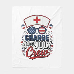 4th of July Nurse Crew Patriotic Medical Shirt Des Fleece Blanket