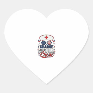 4th of July Nurse Crew Patriotic Medical Shirt Des Heart Sticker