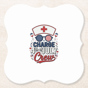 4th of July Nurse Crew Patriotic Medical Shirt Des Paper Coaster