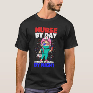 4th Of July Nurse Funny USA Flag Patriotic Firewor T-Shirt