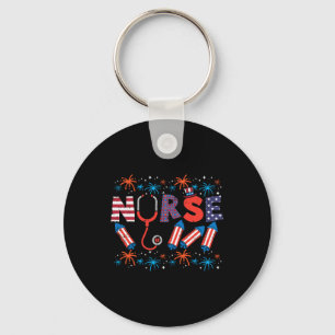 4th Of July Nurse Stethoscope Patriotic Scrub Top  Key Ring