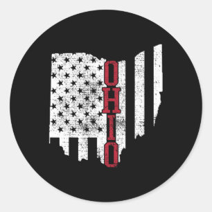 4th Of July Ohio Usa Us Flag States Vintage Classic Round Sticker