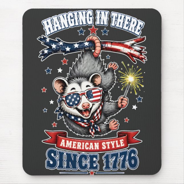 ​4th of July Opossum Hanging Mouse Pad (Front)