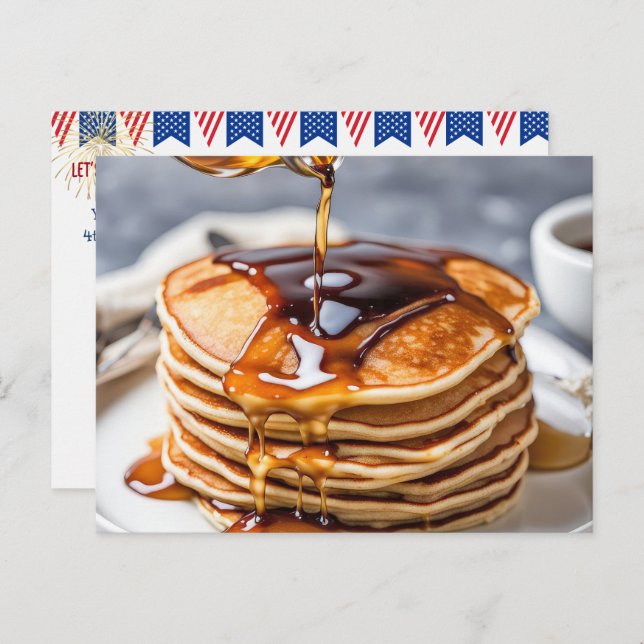 4th of July Pancake Breakfast Announcement  Postcard (Front/Back)