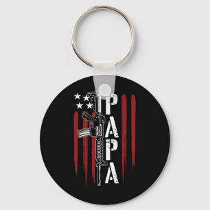 4th Of July Papa Dad Daddy Ar-15 Gun Patriotic Fat Key Ring