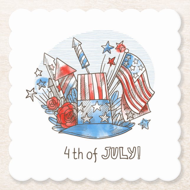 4th of July Paper Plate Coaster (Front)