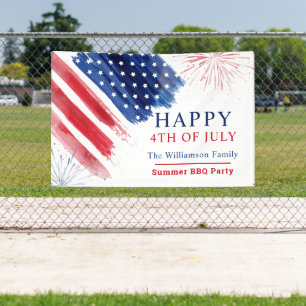 4th of July Parade Red White Blue Celebration Banner
