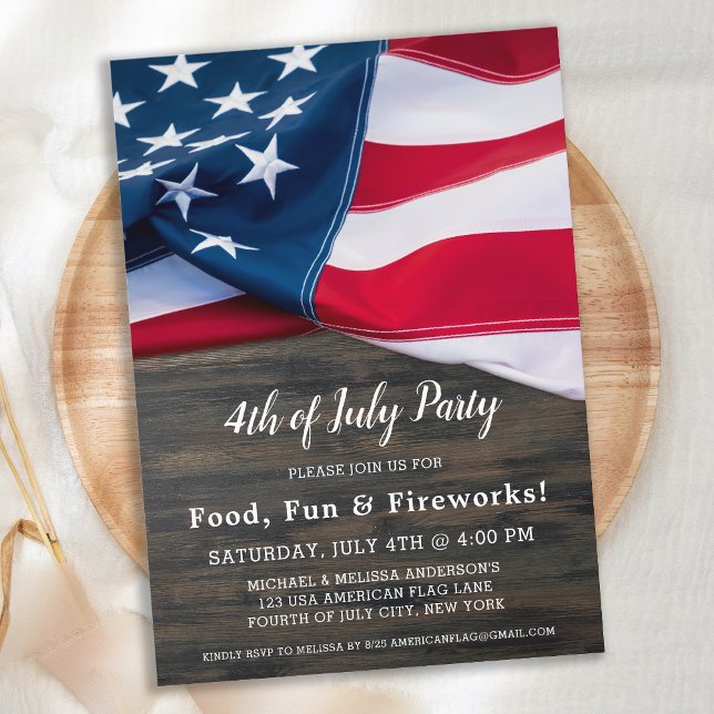 4th Of July Party American Flag Patriotic  Invitation (Creator Uploaded)