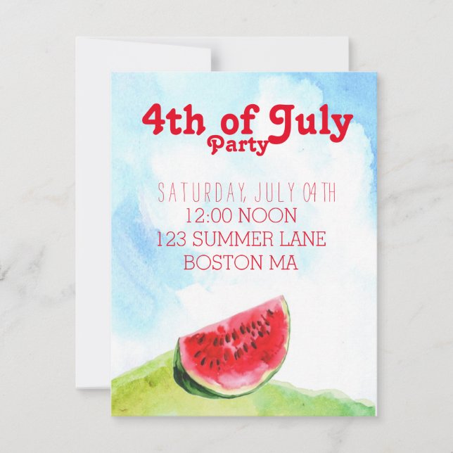 4th of July party barbecue Invitation (Front)